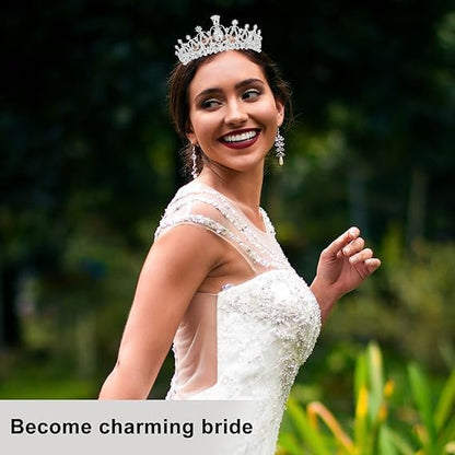 Crystal Tiara and Princess Crown,Silver Rhinestone Tiaras with Comb Crown,Bridal Wedding Queen Headbands Prom Birthday Party Halloween Hair Accessories Jewelry Gifts for Women Girls