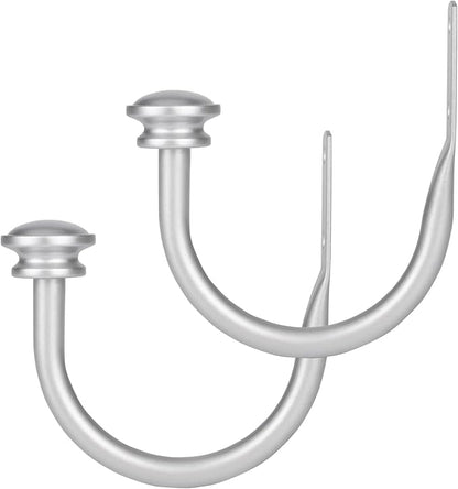 TONIAL Curtain Holdbacks 2 Pack, Decorative Window Drapery Tiebacks for Wall with Small Finials (1 Pair/2 Pack), Silver