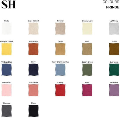 Solino Home Fringe Linen Placemats Set of 4 - Evergreen Placemats 14 x 19 Inch - 100% Pure Linen Table Mats for Fall, Autumn, Christmas, Winter, New Year - Handcrafted and Machine Washable