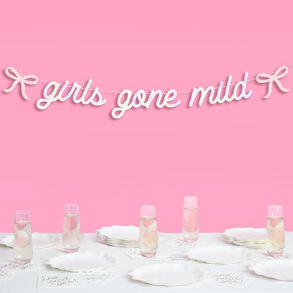 xo, Fetti Girls Gone Mild Banner - Iridescent Foil | 6 Ft. | Bow Bachelorette Decorations, Birthday Party Sign, Coquette Graduation Background, Bach Supplies