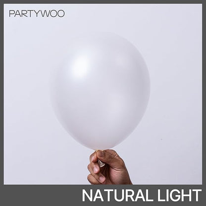 PartyWoo Pearl White Balloons 101pcs 12 Inch Metallic White Latex Balloon for Anniversary Retirement Wedding Graduation Baby Shower Birthday Gender Reveal Engagement Tea Party Decorations White-Z30