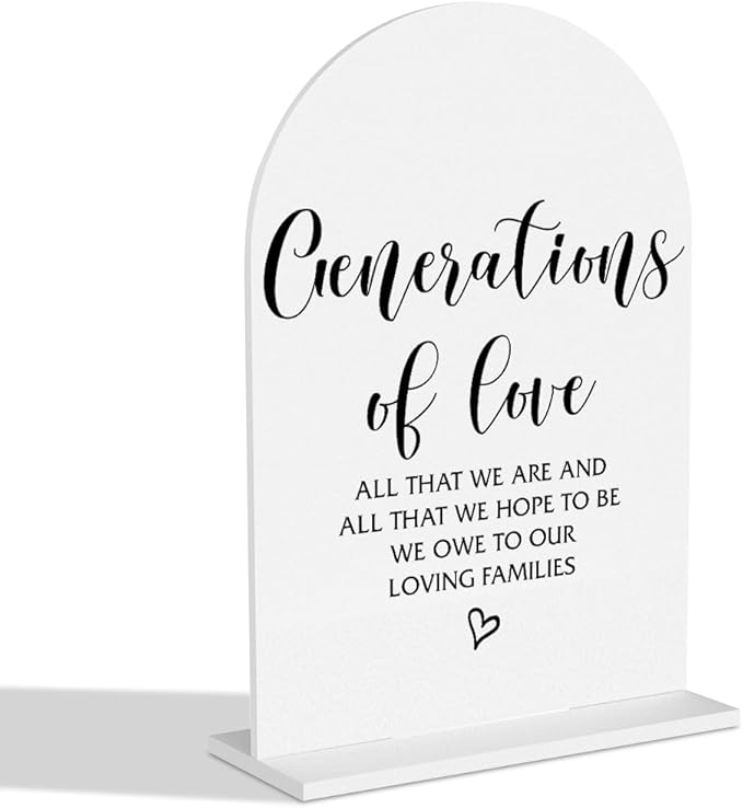 Wedding Signs Generations of Love Sign Modern Wedding Sign for Engagement Bridal Shower Ceremony Reception Event Birthday Party Clear Table Acrylic Decor
