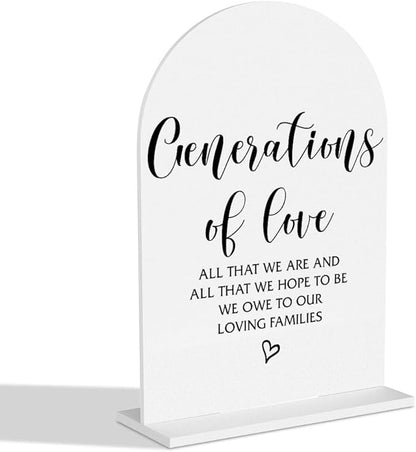 Wedding Signs Generations of Love Sign Modern Wedding Sign for Engagement Bridal Shower Ceremony Reception Event Birthday Party Clear Table Acrylic Decor