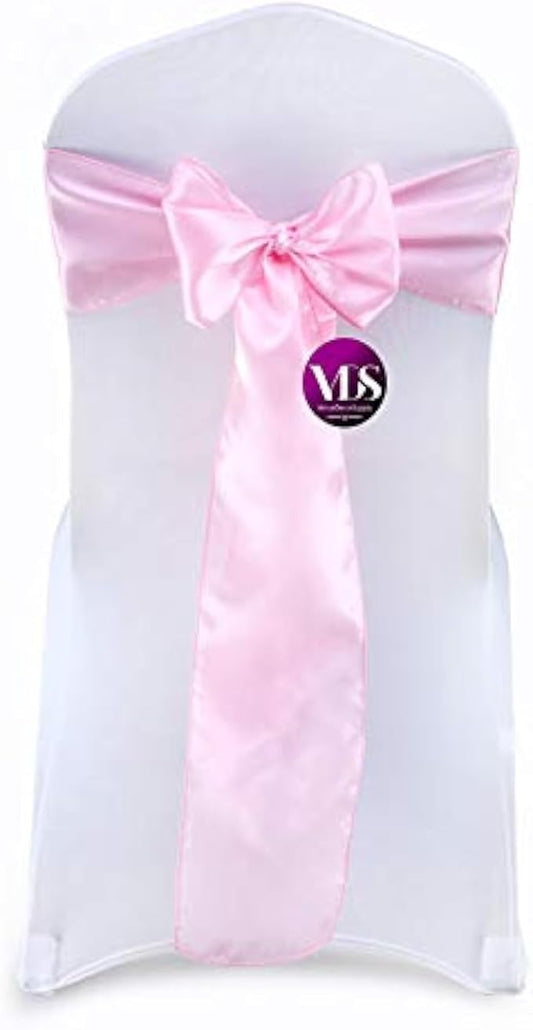 VDS Satin Chair Sashes Chair Cover Back Tie Sateen Bows Ribbon for Wedding Birthday Graduation Engagement Ceremony Event Party Banquet Venue Hotel All Dining Chair Decoration (50PC) (Pink)