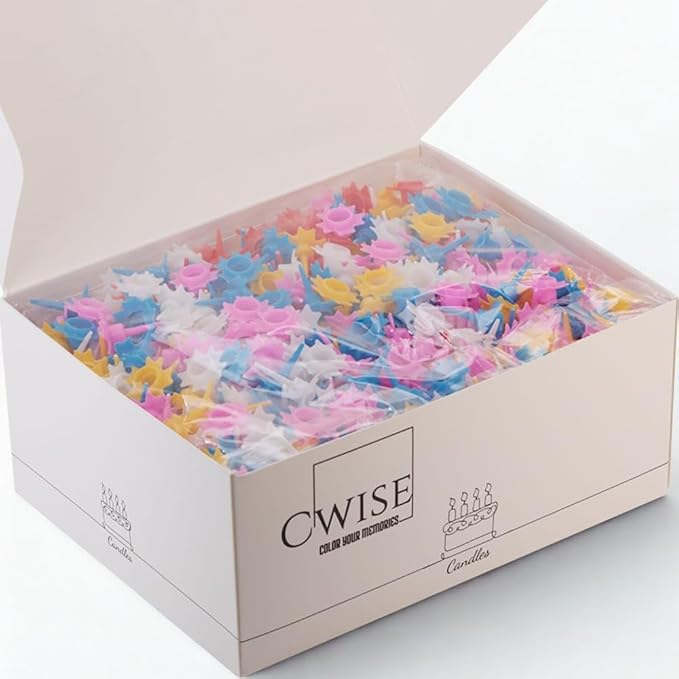 Cwise 280-Count Birthday Candles Bulk Pack with Holders – Spiral Cake & Cupcake Candles – Multicolor Slim Party Candles – Colorful Cake Decorations