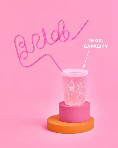 xo, Fetti Bachelorette Party Ring Finger Reusable Cups - 16 Frost Flex Cups | Bach Party Drinkware, Cute Bridal Shower Supplies, Engagement Reusable Cups, Bride To Be Decorations, Bridesmaids Favors