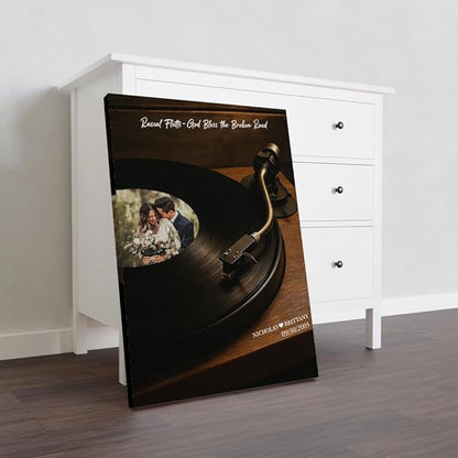 GABITA Personalized Wall Art for Couples, Anniversary Canvas for Couple Parent Grandparent, Our First Dance Canvas Poster, Vinyl Record Wedding Song Lyrics for Anniversary Keepsake 2