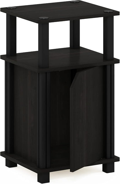 Furinno Brahms 3-Tier End Side Sofa Table/Nighstand with Door, 1-Pack, Espresso/Black