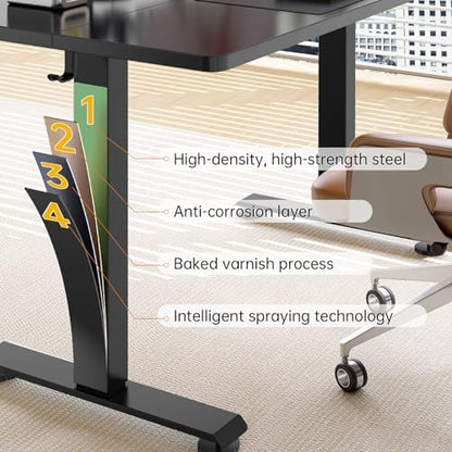 Veken 63×27.6 Inch Large Electric Standing Desk, Gaming Table, Black