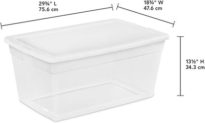 Sterilite 8-Pack 90 Quart Storage Box, Stackable Clear Plastic Bins with Snap-On Lids - Heavy-Duty Organizing Containers for Closet, Bathroom, and Office