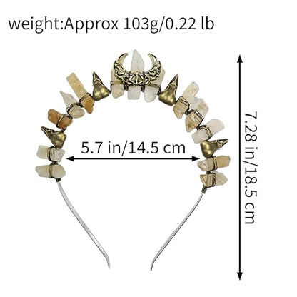 Citrine Raw Crystal Tiara Headband, Rhinestone Hairband Bridal Headwear for Women Girls (yellow1)