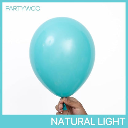 PartyWoo Teal Balloons 155pcs Different Sizes Pack of 18 12 10 5 Inch Turquoise Dark Teal Balloon Arch Kit for Baby Shower Gender Reveal Graduation Mermaid Birthday Pool Party Decorations Blue-Y69