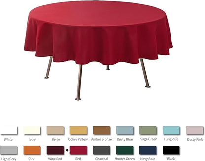 maxmill Round Textured Tablecloth Spill-Proof Wrinkle Free Soft Jacquard Table Cloth for Round Table Cover, for Dining Room Buffet Banquet Parties Holiday Dinner, 70 Inch Red