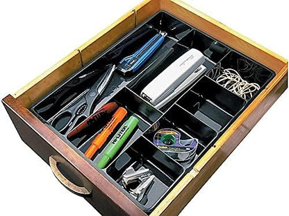 Rubbermaid Extra Deep Desk Drawer Director Tray, Plastic, 11.875 x 15 x 2.5 Inches, Black