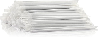 [400 Pack] Chunspak 5.75 inch Disposable Black Paper Cocktail Straws, Paper Bar Stirrers - Individually Wrapped