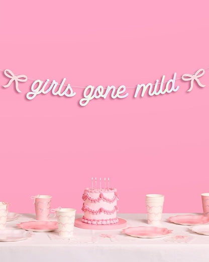 xo, Fetti Girls Gone Mild Banner - Iridescent Foil | 6 Ft. | Bow Bachelorette Decorations, Birthday Party Sign, Coquette Graduation Background, Bach Supplies