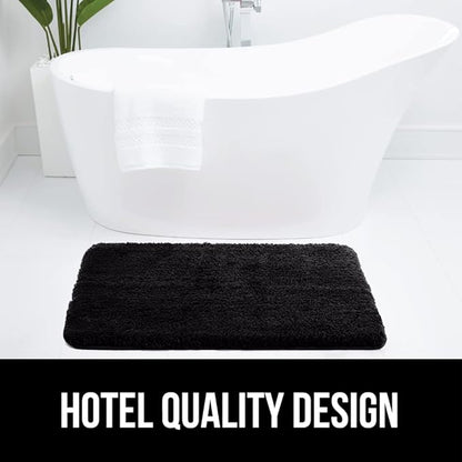GORILLA GRIP Bathroom Rugs, 36x24, Ultra Soft Absorbent Mat, Thick Plush Bath Rug, Machine Washable, Microfiber Quick Dry, Mats for Shower, Bathtub and Floor, Home Decor Accessories, Black