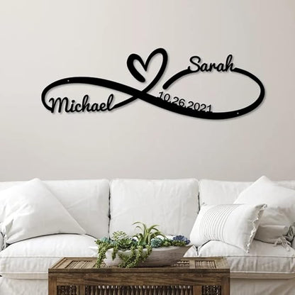 Custom Infinity Metal Sign, Infinity Heart Metal Wall Art, Personalized Infinity Metal Name Sign, Family Wall Decor, Infinity Decor, Anniversary, Wedding Gifts, Infinity Sign Metal Art, Wall Décor