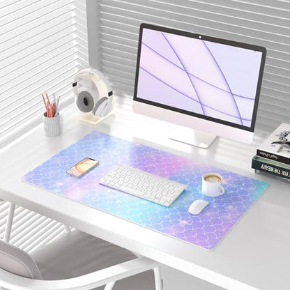 QiyI PU Leather Large Mouse Pad, 31.5" x 15.7", Gradient Fish Scales