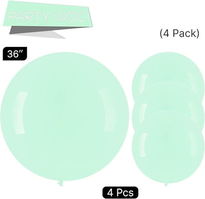 PartyWoo Mint Green Large Balloons 4 pcs 36 Inch Pastel Green Light Green Giant Big Jumbo Balloons for Birthday Baby Shower Wedding Anniversary Graduation Party Decorations, Green-Q06