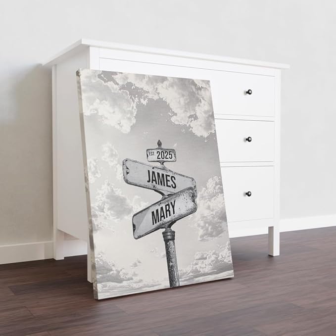GABITA Personalized Crossroads Street Sign Wall Art for Couples, Anniversary Canvas for Couple, Gift for Valentines Day, Girlfriend Boyfriends Gifts, Custom Poster for Wife and Husband