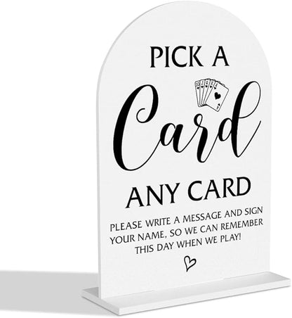 Pick A Card Any Card Wedding Sign Minimalist Style Wedding Signs For Engagement Bridal Shower Ceremony Reception Event Birthday Party Clear Table Acrylic Decor