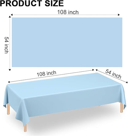 WNINK 2 Pack Light Blue Rectangular Plastic Tablecloths, Blue Disposable Table Covers 54" x 108" Baby Blue Table Cloths for Baby Shower, Birthday, Bridal Shower, Engagement Wedding Parties