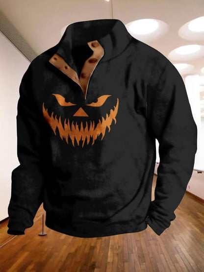 Mens Western Halloween Hoodie Button Up Henley Shirt Cowboys Sweatshirt Men Graphic Long Sleeve Pullover Tops