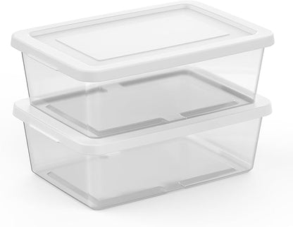 Sterilite 45 Pack Storage Box, 12 Quart Stackable Tote, Clear Plastic Container with Secure Snapping Lids for Home and Office Organization, White