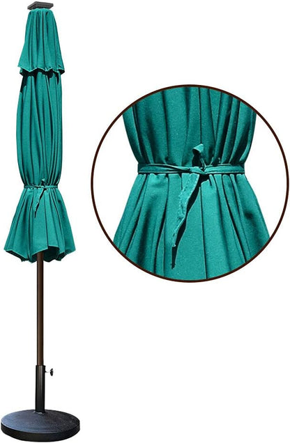 EliteShade USA 10-Year-Non-Fading Solar 9ft Market Umbrella with 80 LED Lights Patio Umbrellas Outdoor Table Umbrella with Ventilation, Teal