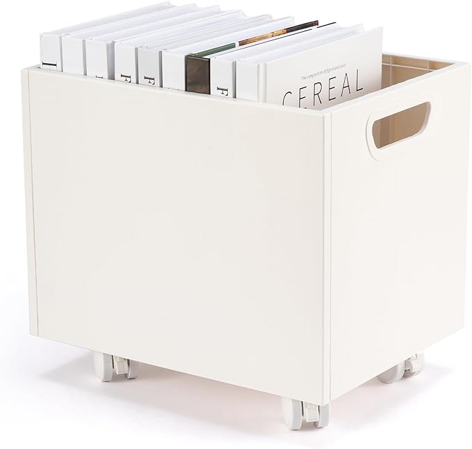CINPIUK Rolling File Organizer with Wheels, Stackable Storage File Boxes, Portable Letter/Legal Size File Folder Box Book Box Document Organizer for Home Office Filing Storage Bin, White