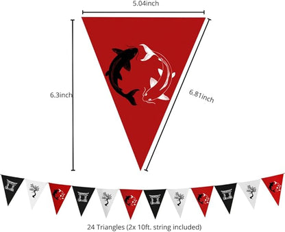 Hades Hibachi Party Decorations – Japanese Birthday Supplies – Japan Theme Decor – Party Supplies for Adults and Kids – Koi Fish Garland – Samurai Flag Backdrop – Cherry Blossom Décor
