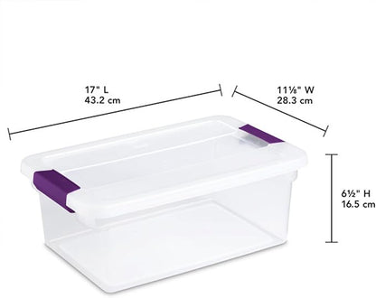 STERILITE 15 Qt ClearView Latch Storage Box, Stackable Bin with Latching Lid, Plastic Container to Organize Shoes in Closet, Clear Base, Lid (Pack of 12)