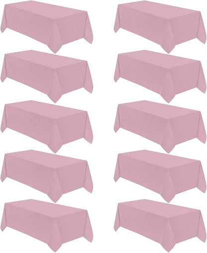 VidaFete Tablecloth 10 Pack 90 * 156inch Rectangle Table Cloth Polyester, Stain Wrinkle Resistant Polyester Dining Table Cover for Kitchen Dinning Party Wedding Rectangular Buffet Decoration(Pink)
