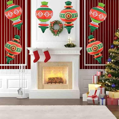 Christmas Ballooons Set Christmas Gourd Balloons Xmas Mylar Red Green Balloons Kit for Christmas-Themed Party Birthday Party Supplies Decorations 6 PCS