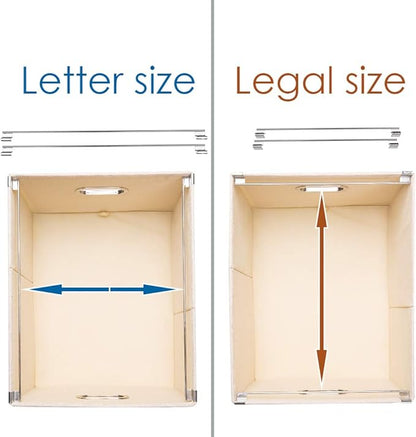 PRANDOM File Organizer Box - Set of 4 Collapsible Decorative Linen Filing Storage Hanging File Folders with Lids Office Cabinet Letter/Legal Size Light Grey (17x14x11.2 inch)