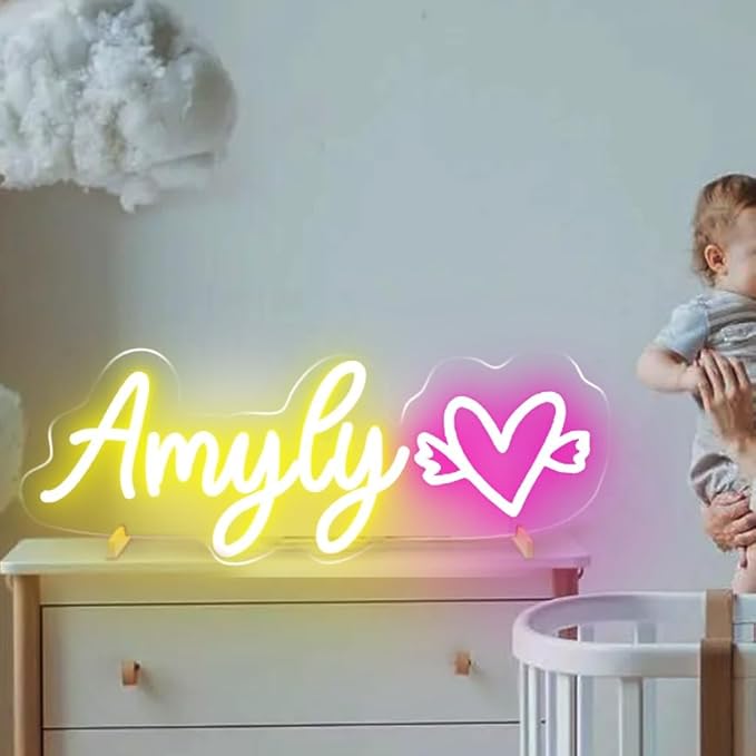 Custom Neon Signs with Base,Personalized Led Lights Sign Bedroom Decor,Neon Sign Customizable for Wall Decor,Valentine's Festival Christmas Kids Gift Customized(with base,chain and screw)
