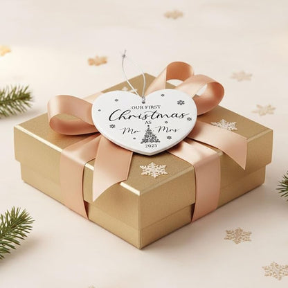Our First Christmas as Mr & Mrs 2025 Ornament, Expecting Couple, Promoted to Grandparents Gift, Engagement Gift for Couples, First Married Christmas