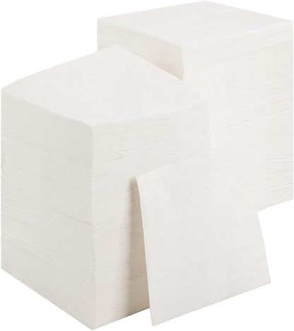 500 PCS Napkins 2 Ply 4.9" X 4.9" Plain White Beverage Napkins Disposable Four Fold Cocktails Paper Napkins folded