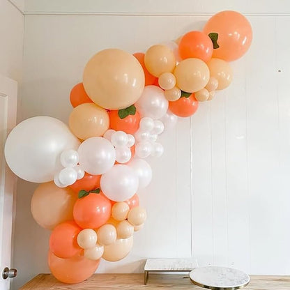 Little Cutie Baby Shower Balloons Arch Kit, 162pcs Orange Sage Green Nude Pearl White and Metallic Gold Balloons for A Little Cutie is on the Way Baby Shower 1st Birthday Party Decorations