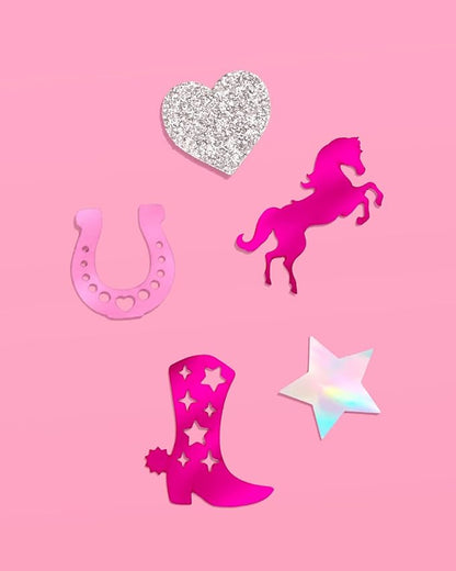xo, Fetti Pink Pony Club Confetti - 200 pcs | Cowgirl Tablescape, Silver Glitter Bachelorette, Western Table Decor, Birthday Decorations, Cute Party Supplies