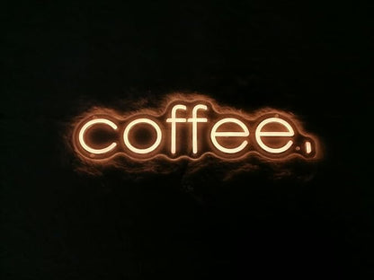 Coffee Neon Sign (24x6'' - Remote and Plug included) Cafe Led Light coffee. led light coffee shop decorations wall decor (24x6'', Warm White)