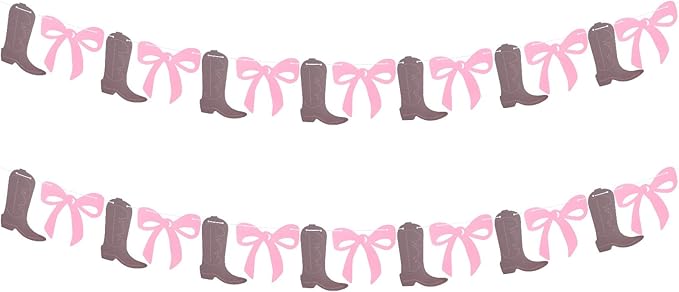 2 Set Boot or Bows Banner, Boot or Bows Gender Reveal Banner, Western Cowgirl Boots Banners, Cowgirl Boots 1st Birthday Gender Reveal Party Decoration for Western Baby Shower Decor