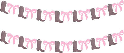 2 Set Boot or Bows Banner, Boot or Bows Gender Reveal Banner, Western Cowgirl Boots Banners, Cowgirl Boots 1st Birthday Gender Reveal Party Decoration for Western Baby Shower Decor