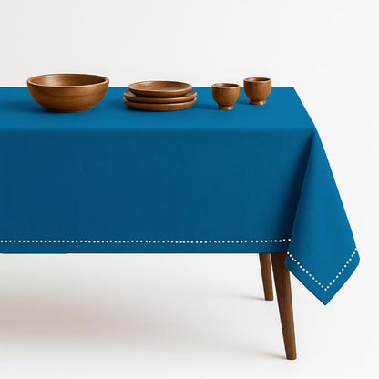 Turquoise Blue Tablecloth, Table Cover 60x86 Inch, 100% Cotton, Fits 6-8 Seats, Durable, Washable, Wrinkle Resistant, Rectangle Table Cloth for Dining, Party, Events, Outdoor Use
