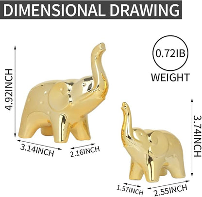 prosfalt A Pair Elephant Statue Home Decor,Modern Style Figurines,Sculpture for Office Desktop Bookshelf Living Room (Ceramics Gold)