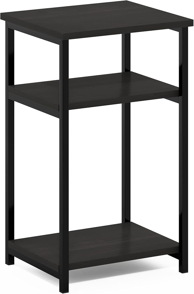 Furinno Just 3-Tier Metal Frame End Table with Storage Shelves, 1-Pack, Espresso