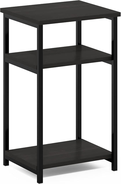 Furinno Just 3-Tier Metal Frame End Table with Storage Shelves, 1-Pack, Espresso