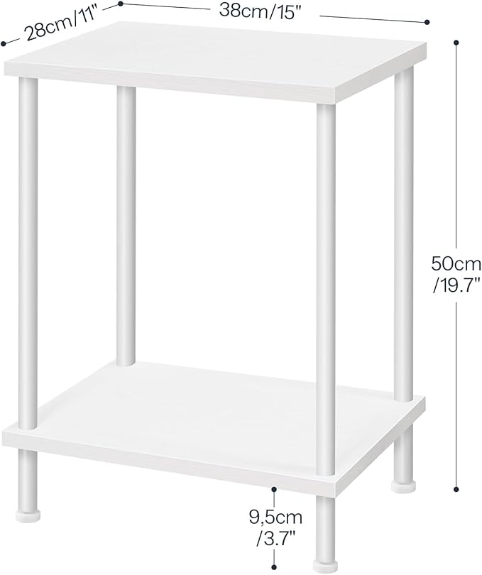 HOOBRO End Tables Set of 2, Small Side Table, Nightstand with 2-Layer Storage Shelves, Sofa Table for Small Spaces, Living Room, Bedroom, Stable Frame, Easy Assembly, White WW09BZP201