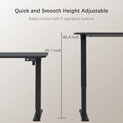 Furmax Electric Height Adjustable Standing Desk Large 40 x 24 Inches Sit Stand up Desk Home Office Computer Desk Memory Preset with T-Shaped Metal Bracket, Black